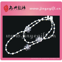 Handrmade Winter Crystal Floral Perle Perlen lange Kette Halskette